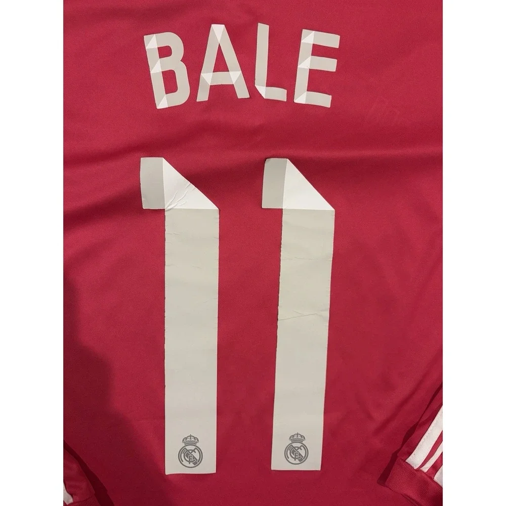 adidas Real Madrid Gareth Bale Pink Long Sleeve Soccer Jersey‎ Patch Mens M